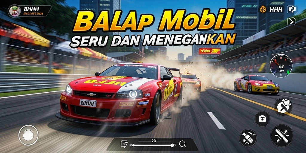 Gameplay seru balap mobil di 8HHH dengan grafis menakjubkan.