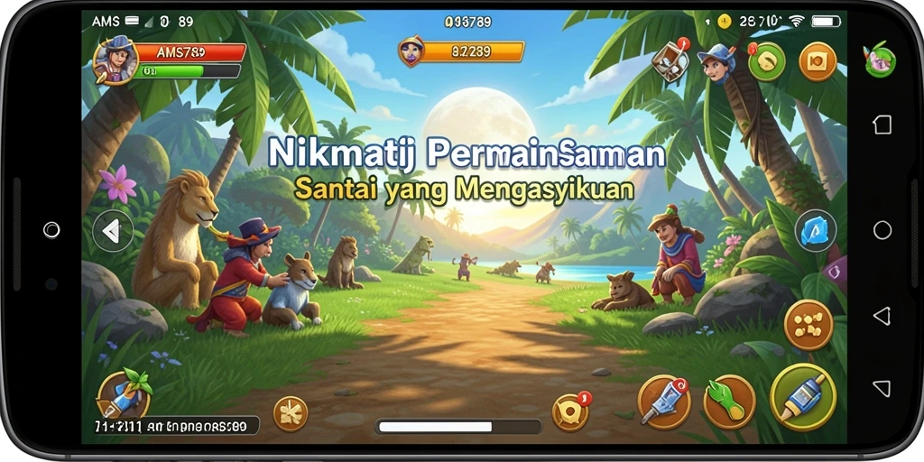 Tampilan gameplay menarik dengan karakter lucu dalam AMS789.