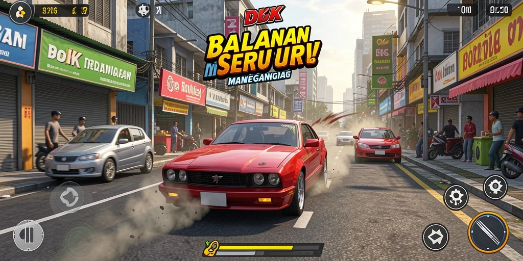 Screenshot gameplay DKK menampilkan balapan seru di trek yang menantang.