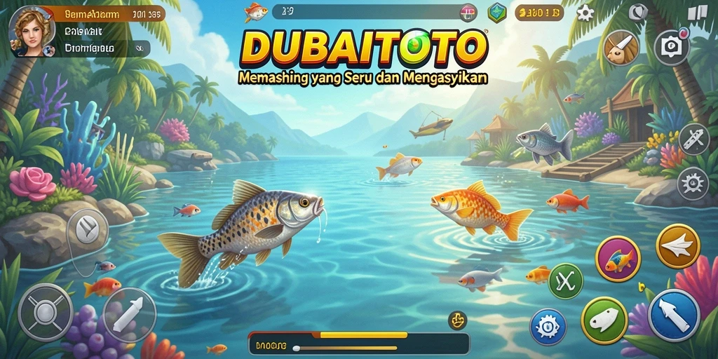 Tampilan permainan DUBAITOTO dengan ikan yang ditangkap di laut.