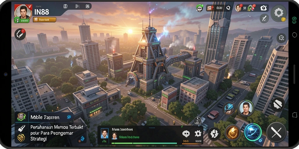 Screenshot gameplay IN88 menampilkan pertempuran menara yang mendebarkan.