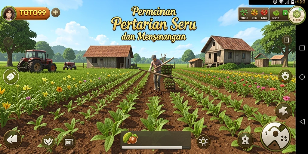 Tangkapan layar dari gameplay TOTO99 dengan aktivitas bertani yang seru.