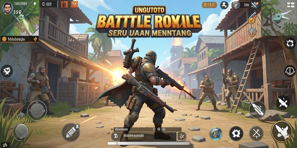 Tangkapan layar UNGUTOTO menampilkan momen aksi di arena Battle Royale.